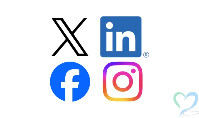 X、LinkedIn、Facebook、Instagramのアイコンが並んでいる画像